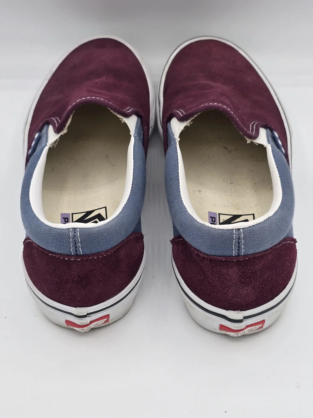 Vans Skate Slip-On Maroon Blue Suede Sneakers Men's Size 9